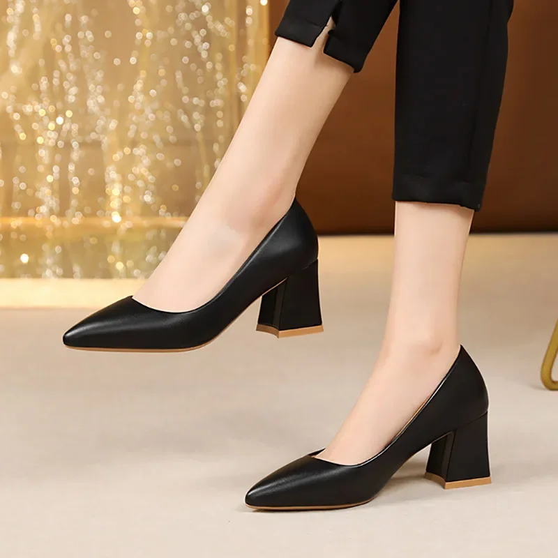 Plus Size 35-42 Basic Pumps Pointed Toe High Heels Boat Shoes for Woman Dress Shoes Shallow White Wedding Shoes Black 1130C