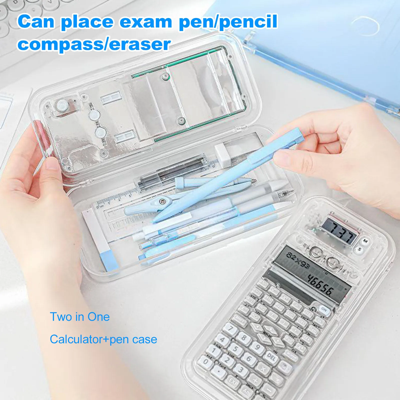 

Пенал для научного калькулятора с 240 вычислительными функциями, двухстрочным цифровым дисплеем, многофункциональный пенал-органайзер