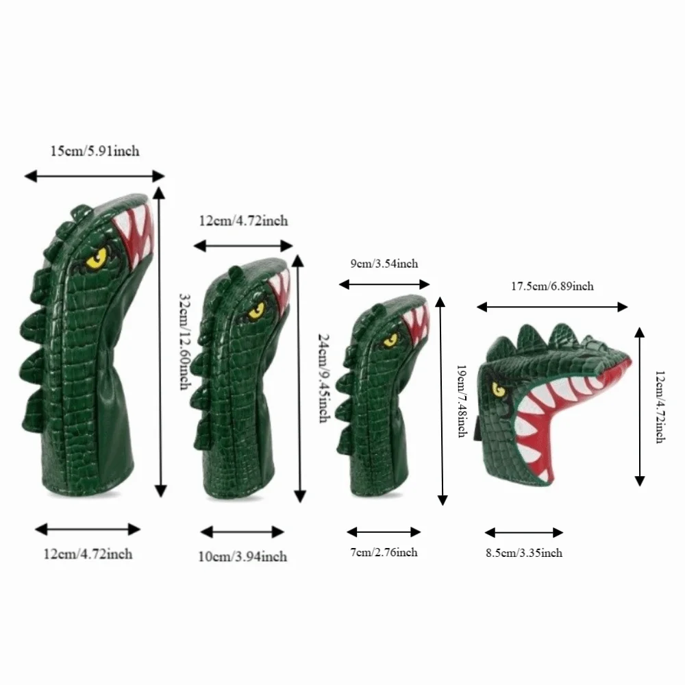 PU Leather Golf Club Head Cover Waterproof Fabric Soft Lining Fairway Wood Cover Protective Shell Green Golf Head Cover Set