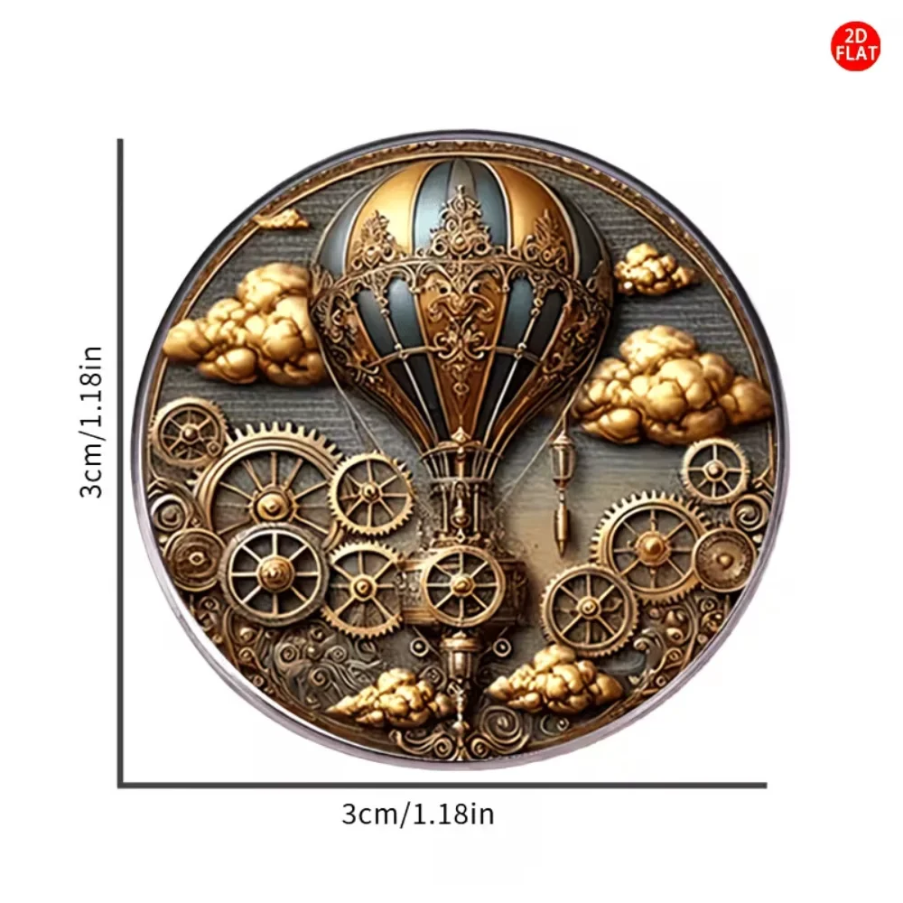Mechanical Aesthetics Steampunk Hot Air Balloon Brooch Stainless Steel Flat Dropper Pin Clothes Backpacks Decorative Accessories