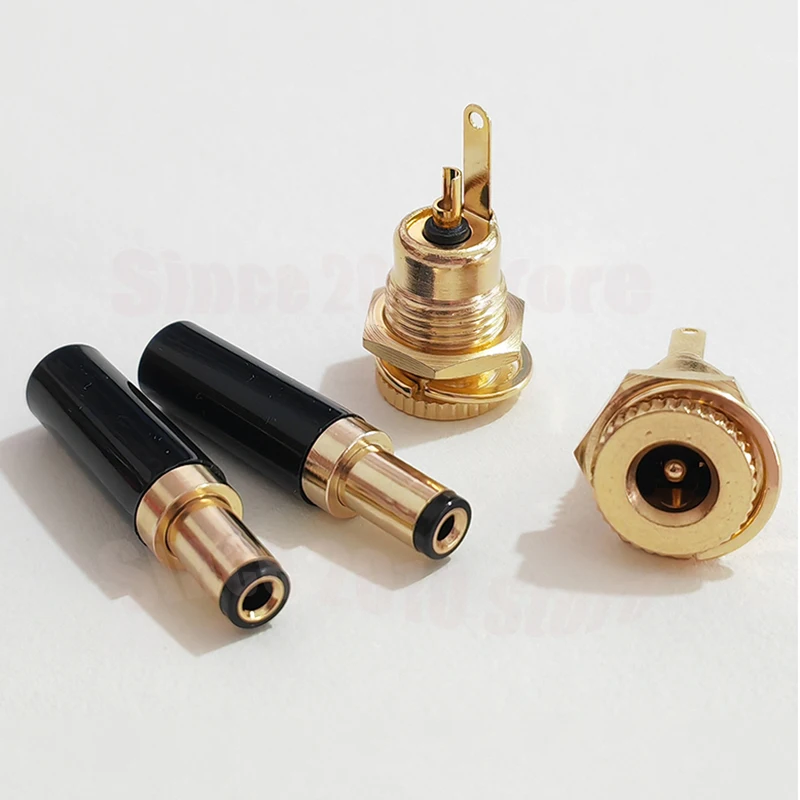 Cltgxdd 1 Stück Kupfer Vergoldeter DC5.5 * 2.1/2.5 DC099 20A Hochstrom-DC-Stromanschluss DIY Schweißdraht DC-Buchsenstecker – Detail 7