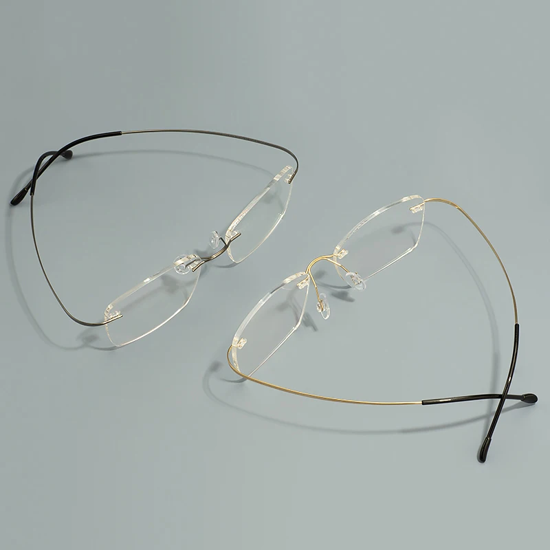 Titanium Large Size Lightweight Rectangular Men and Women Colored Flexible Rimless Glasses Frame For Myopia Prescription Lenses