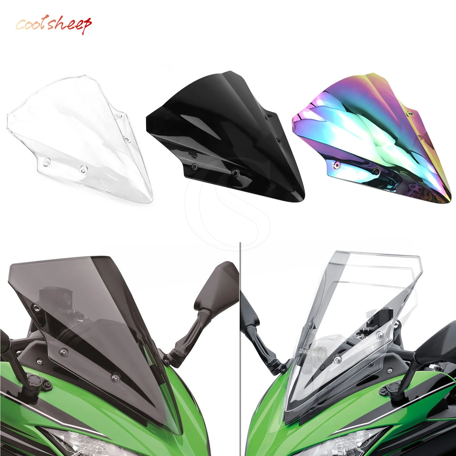 Windshield Windscreen For Kawasaki Ninja 650 ER6F EX650 2017 2018 2019 Motorcycle Accessories Wind Screen Deflectors Parabrisas