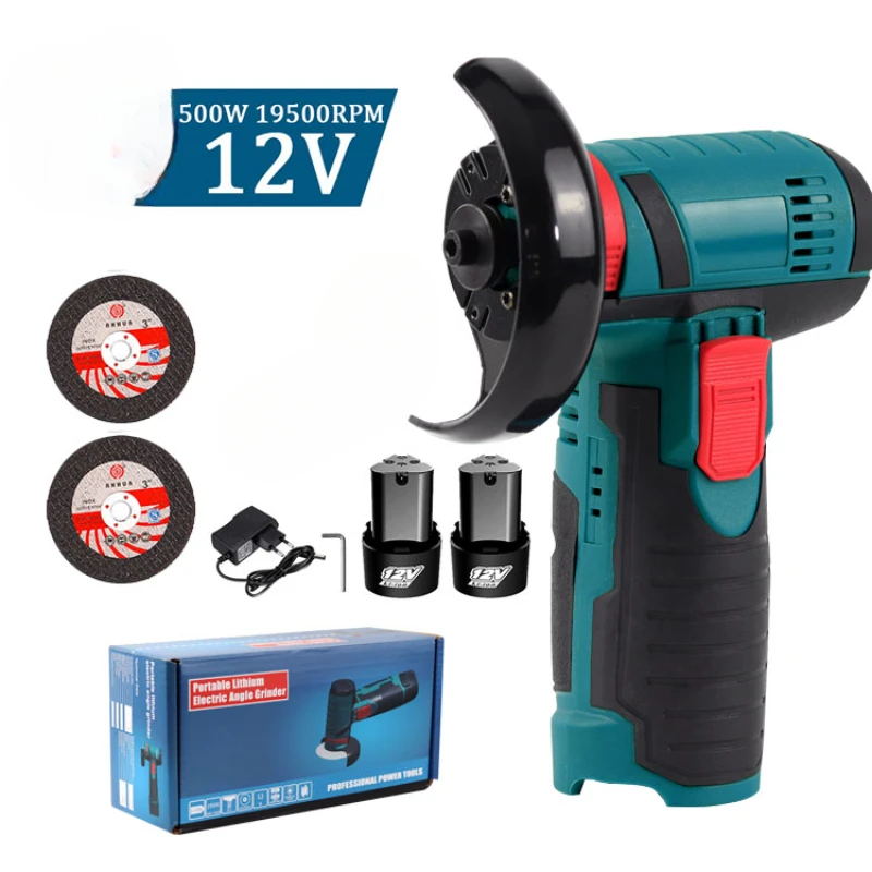 Mini Angle Grinder com Bateria de Lítio Recarregável Máquina de Polimento sem Fio Diamante de Corte Acessórios 12v