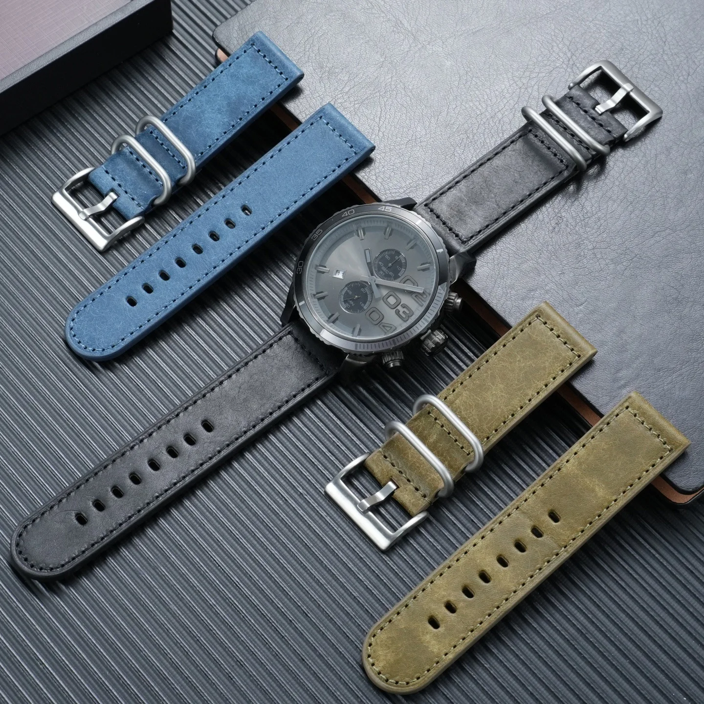 Compatible with Diesel Vintage Leather Watch Strap, 22mm 24mm Cowhide Band for DZ4471 DZ7321 DZ4518 DZ4418 DZ7378, Men's