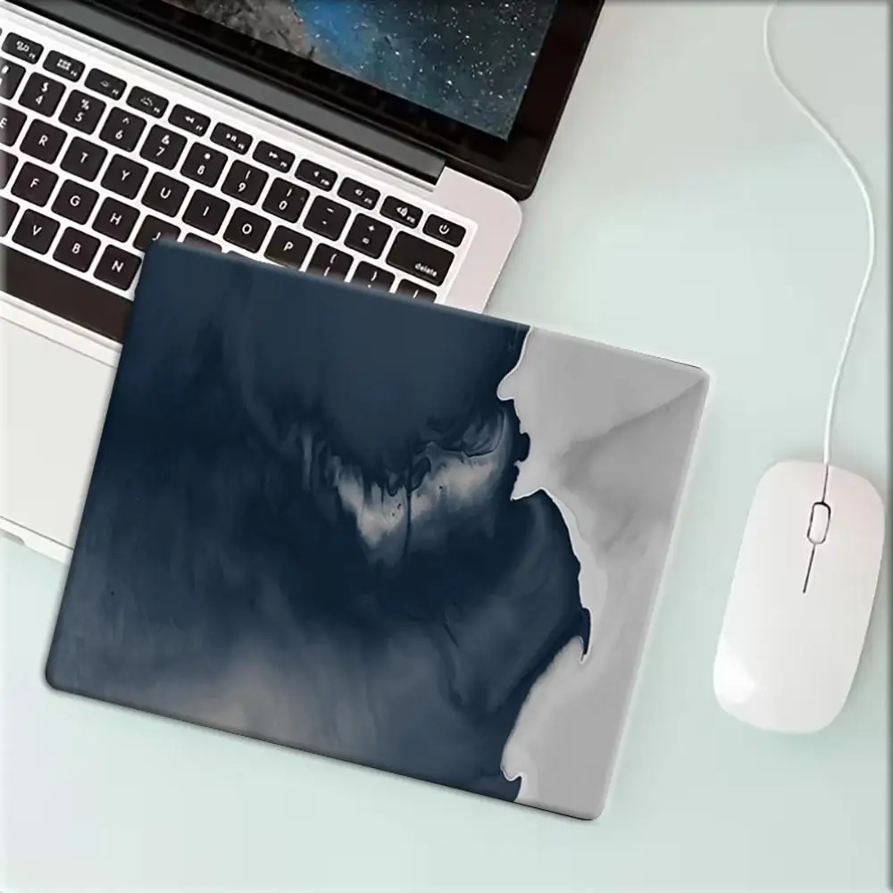 Navy Blue White Ink Fluid Marble Swirl Texture Print Art Mausepad Gamer small mousepad 22*18/25*29CM Office PC Accessories 40*45