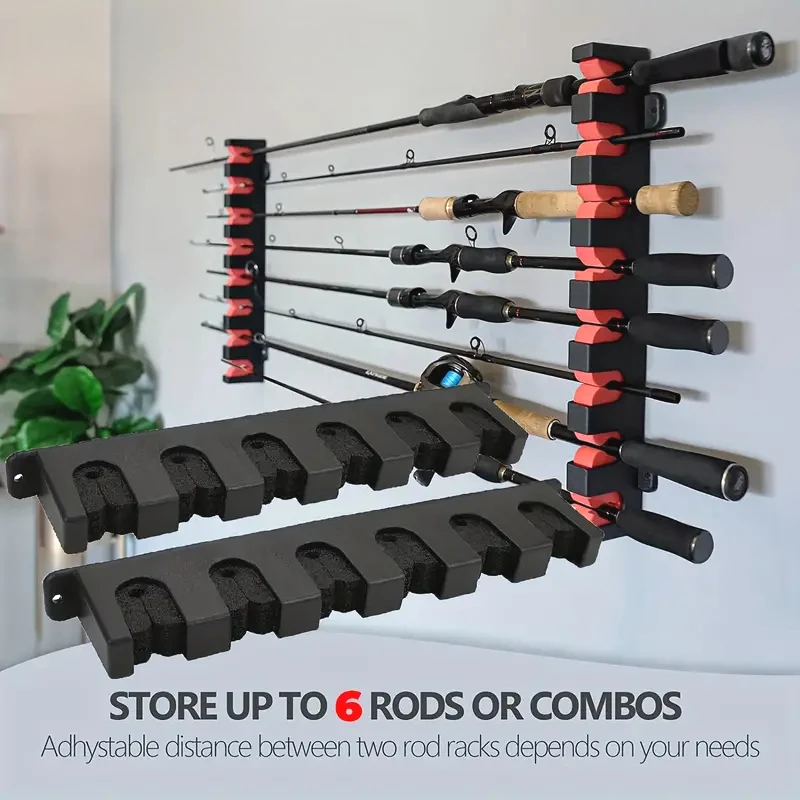 Fishing Rod Mount Organizer Support Stand Bracket Holder Vertical Horizontal Wall Mount Modular for Garage Cabin Basement