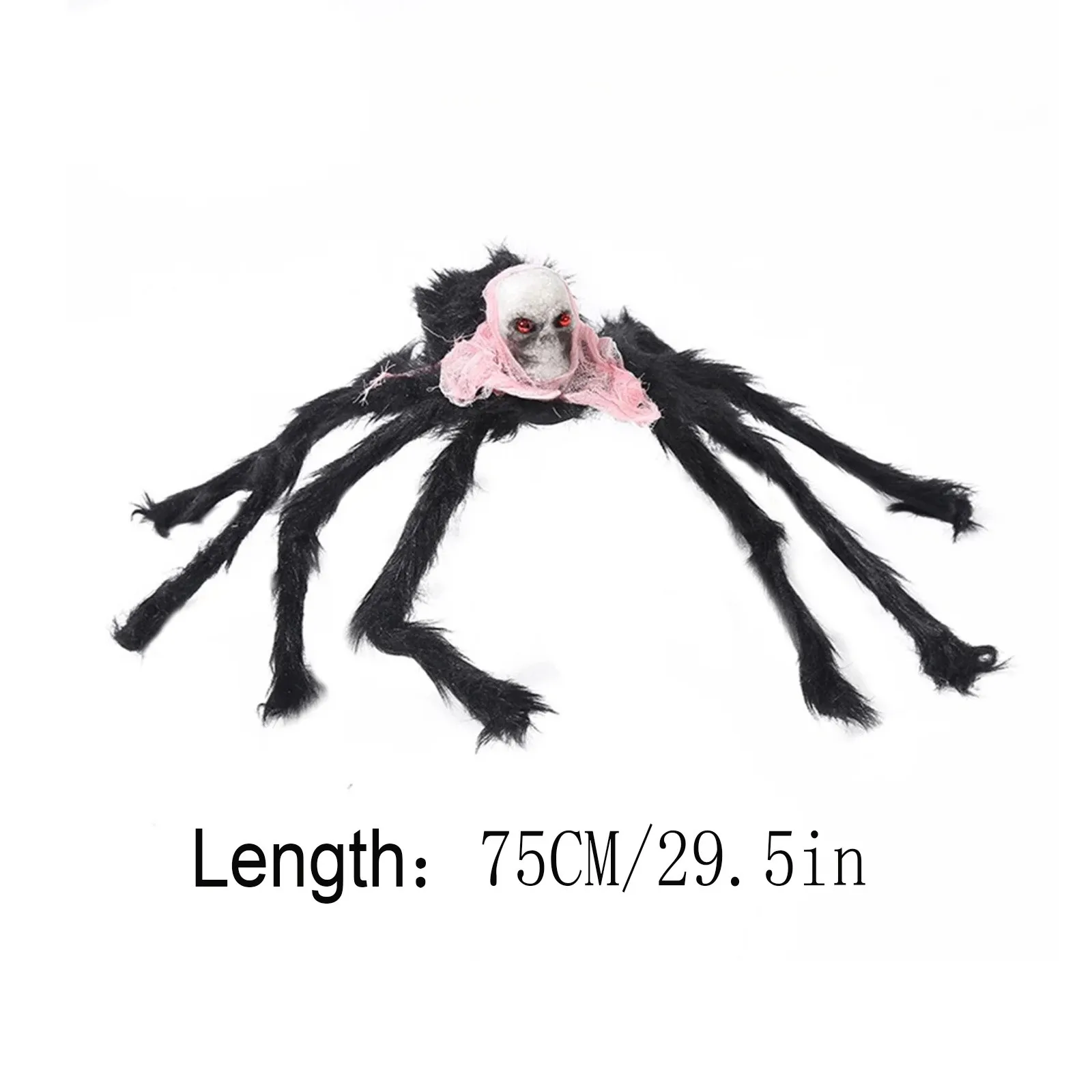 Halloween Decor Simulation Spider Plush Skull Spider Veil Prop for Haunted House Horror Party Room Scene Decoration Supplies