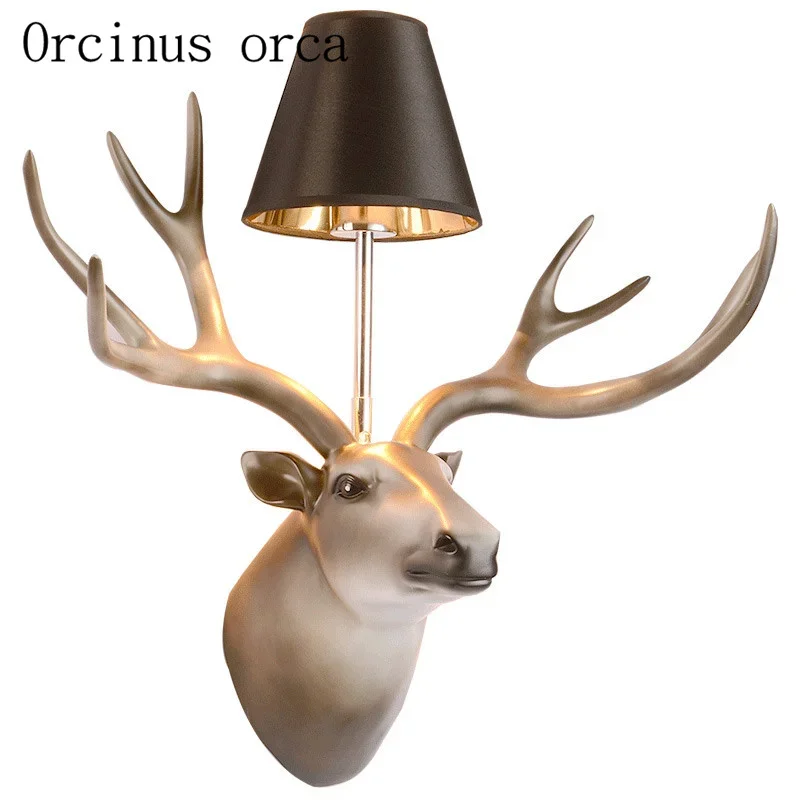 North European minimalist art  creative personality deer antlers resin wall lamp bedroom bedside lamp Postage free