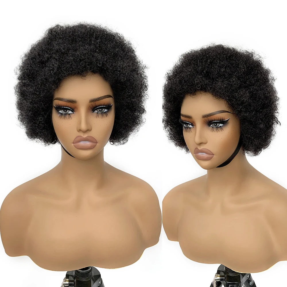 

Afro Kinky Curly Lace Front Wig Natural Color Afro Kinky Human Hair Lace Frontal Wig Natural Hairline 13X4 Short Human Hair Wigs