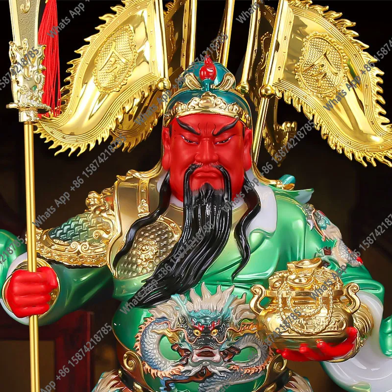 White jade Guan Gong statue Wu Cai God Ye Jiulong Guan Er Ye standing statue Guan Sheng Emperor  Yu to attract wealth and of