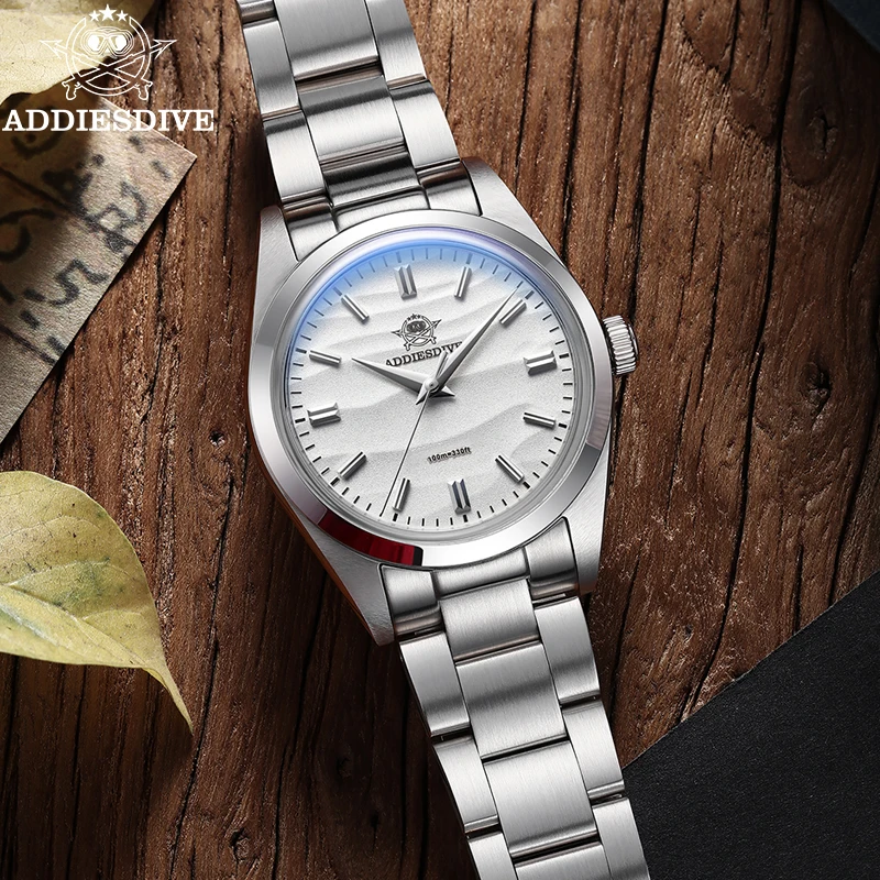 

ADDIESDIVE 36MM Men's Quartz Watch 100m Waterproof 316L Stainless Steel VH31 Bubble Glass Watches Luxury Watches For Men AD2030