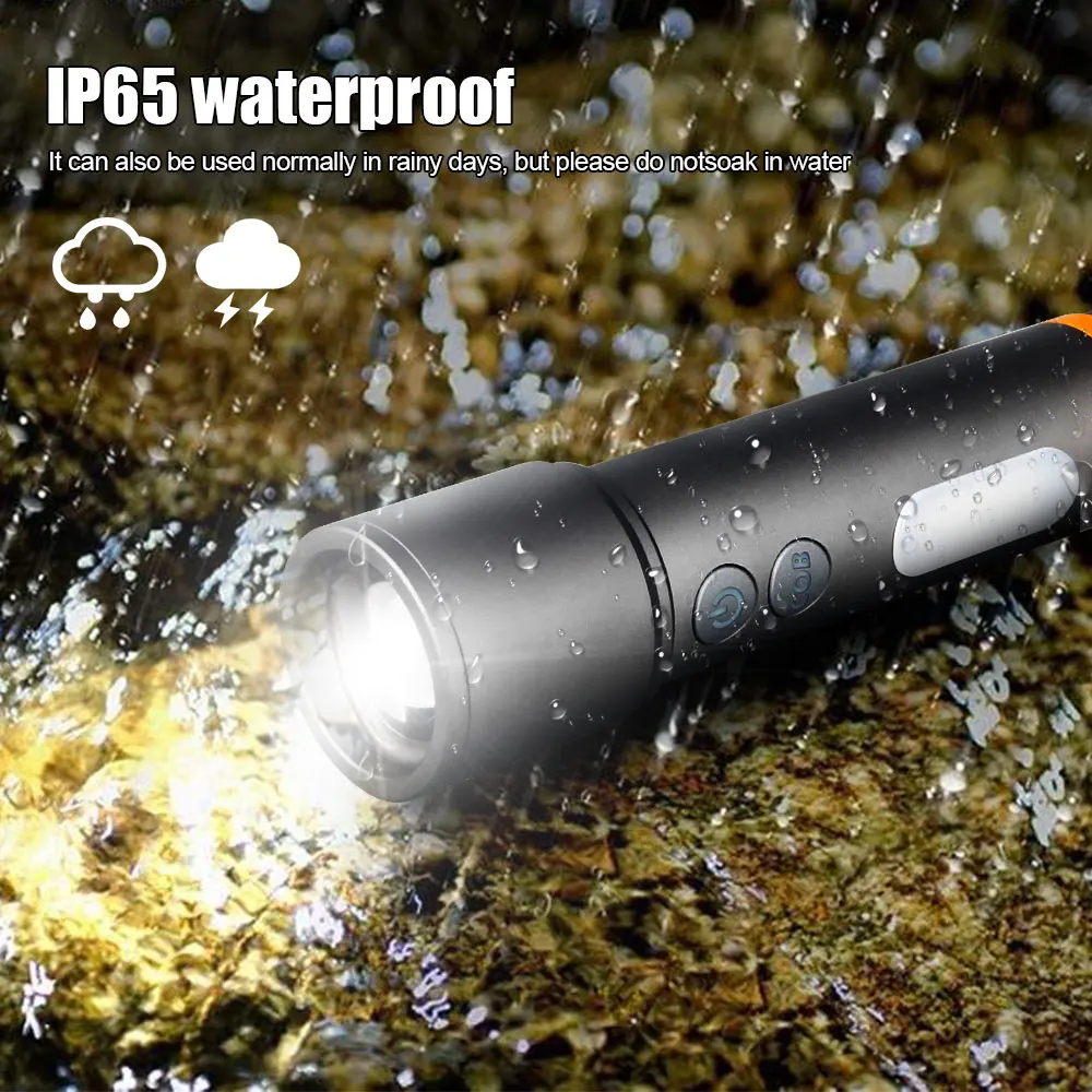 LEP White Laser Flashlight High Powerful Torch Usb Rechargeable Flash Light 18650 Waterproof Zoomable Hunting COB Lantern