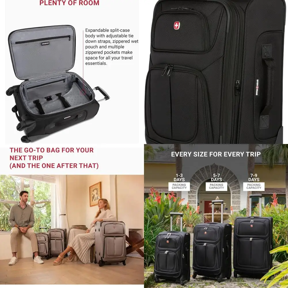

SwissGear Sion 21 Expandable Spinner Carry-On Suitcase with 360° Wheels for 1-3 Day Trips - Black