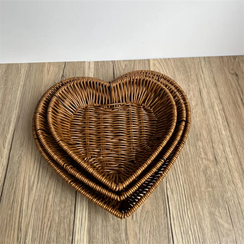 Imitation Rattan Fruit Basket Sundry Storage Basket Hand-Woven Storage Box Home Storage Supplies Tabletop Display Rattan Basket