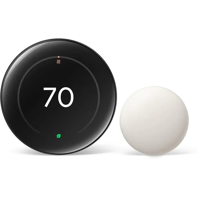 Google Nest Learning Thermostat (4th Gen) + Nest Temperature Sensor (2nd Gen)-Obsidian