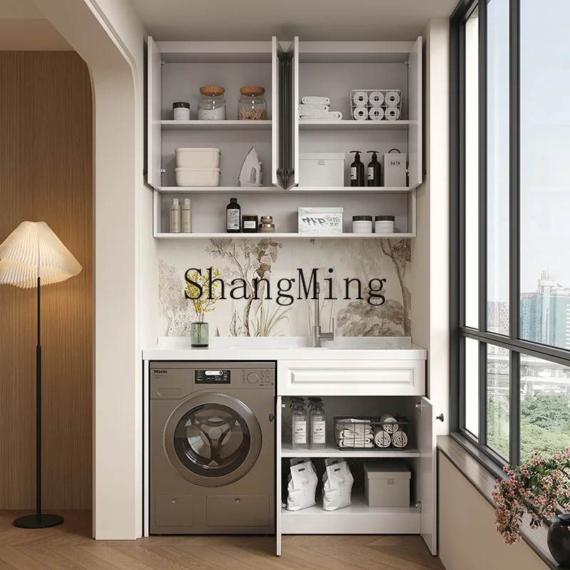 

DHY Balcony Stainless Steel Washing Machine Washbasin Cabinet Hanging Cabinet Washbasin Sink Cabinet