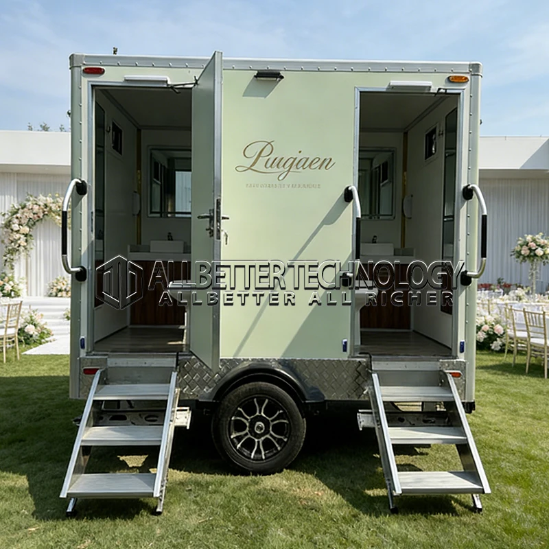 Allbetter 2026 New Wedding 2 Stall Restroom Trailer Outdoor Shower Bathroom Trailer Porta Potty Mobile Portable Toilet Trailer