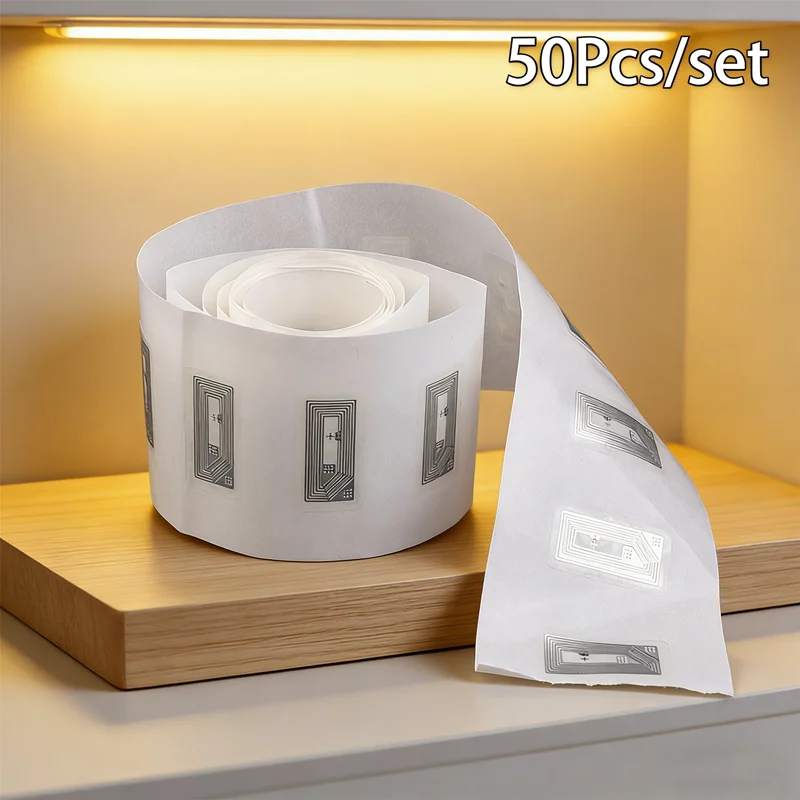 Programmable NFC Tags 50Pcs - Ntag213 Stickers 11x21mm, 13.56MHz Frequency for DIY Projects, Smart Marketing or Asset Tracking