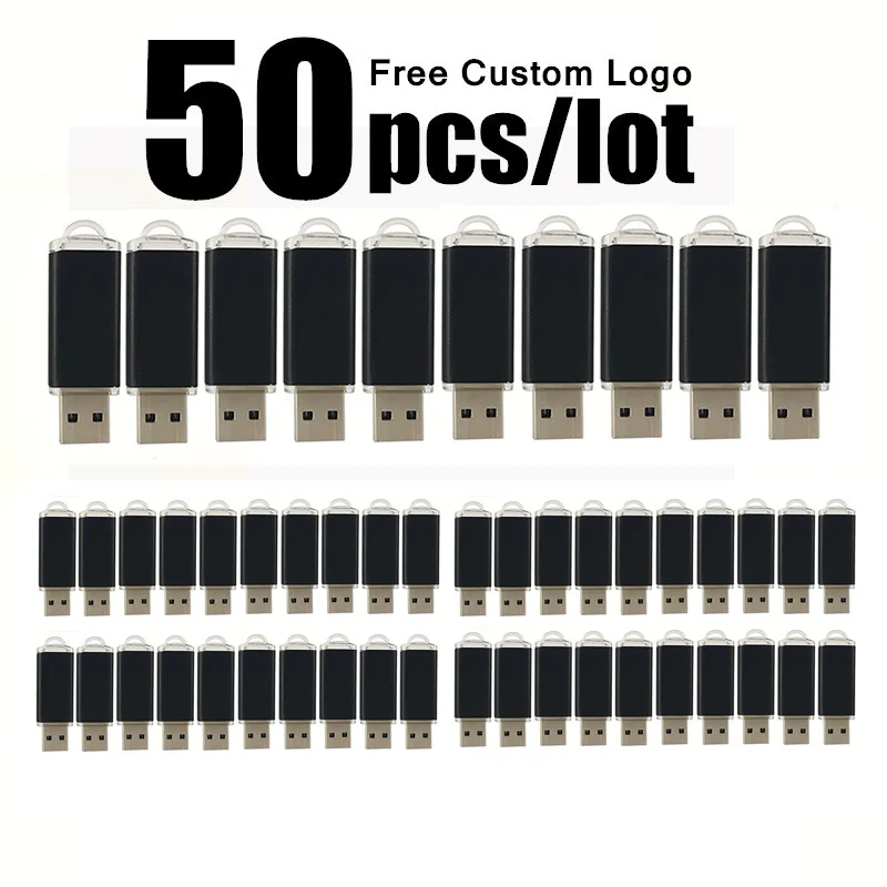 Wholesale 50pcs USB Flash Drive 4GB 8GB Metal Pen Drive 16GB Data Storage Pen U Disk 32GB 64GB Memory Stick 128GB USB Sticks