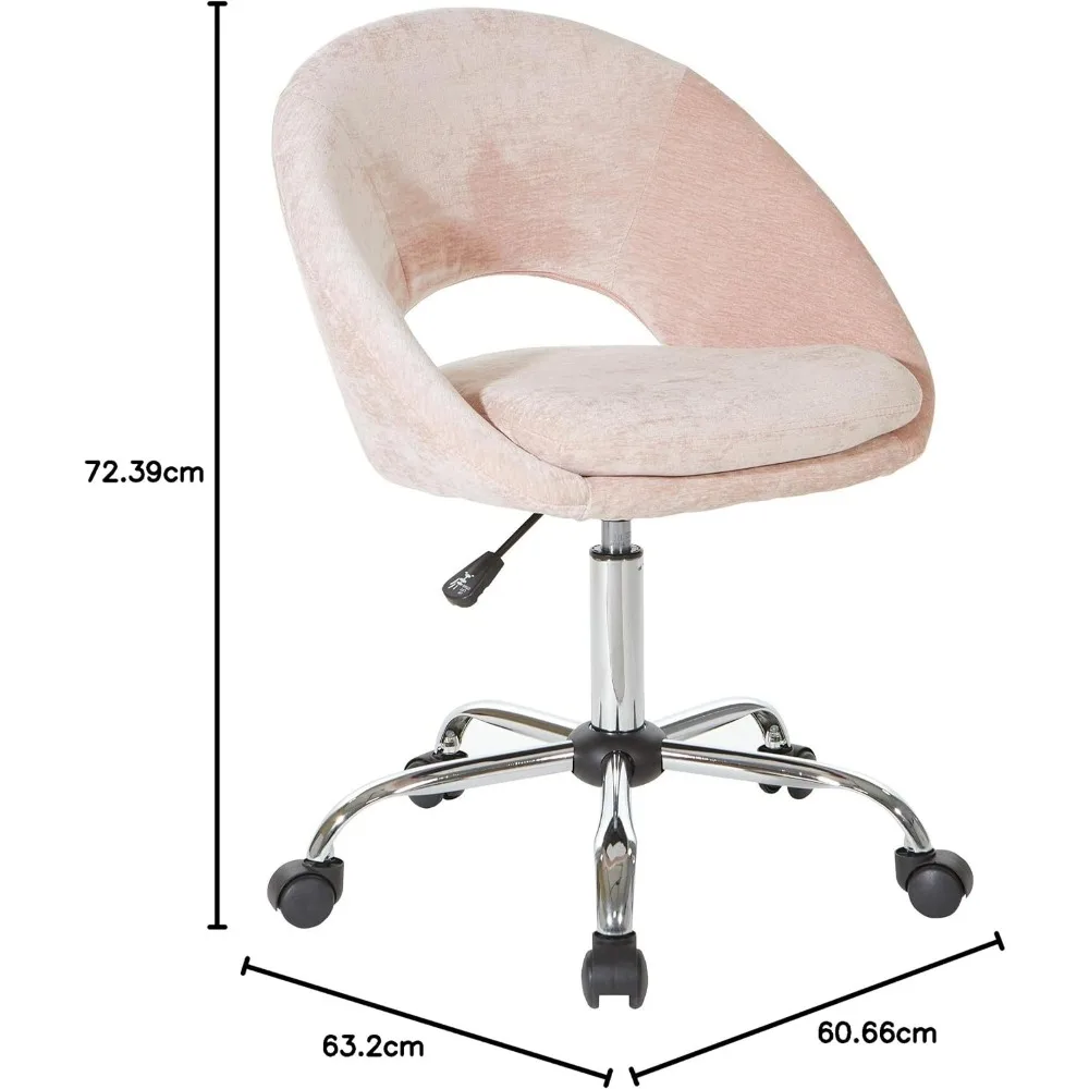 Milo Modern Chic Height Adjustable Padded Home Office Chair, Blush Pink Micro-Fiber Velvet