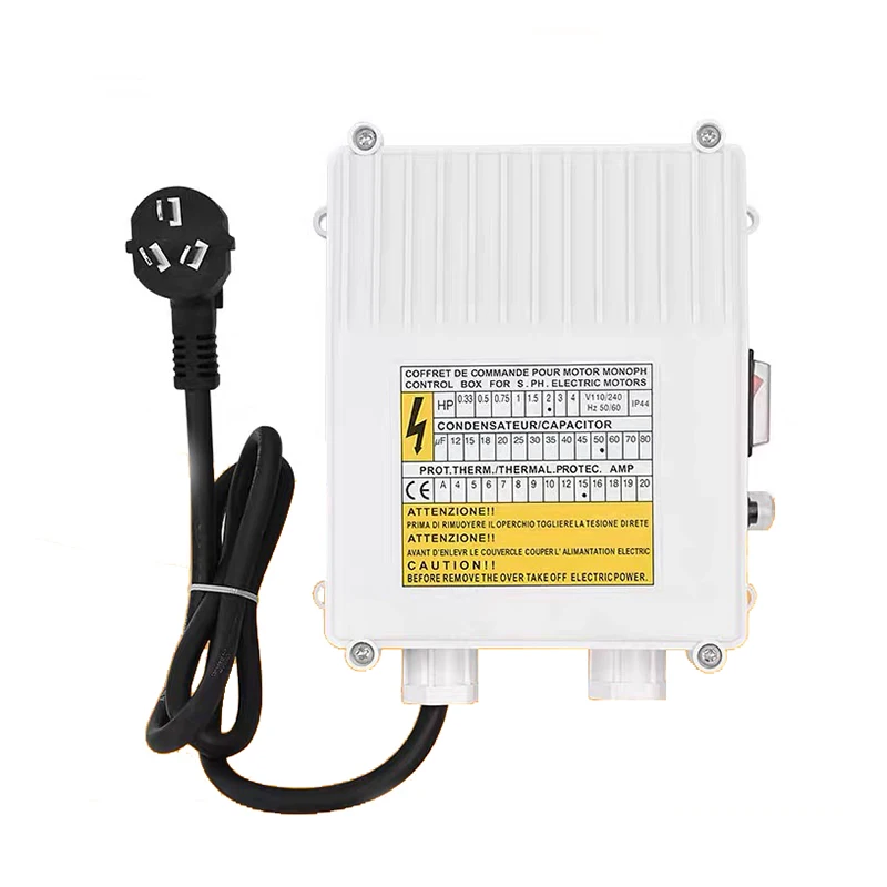220V Submersible Deep Well Pump Control Box Submersible Pump External Capacitor Box Switch Box