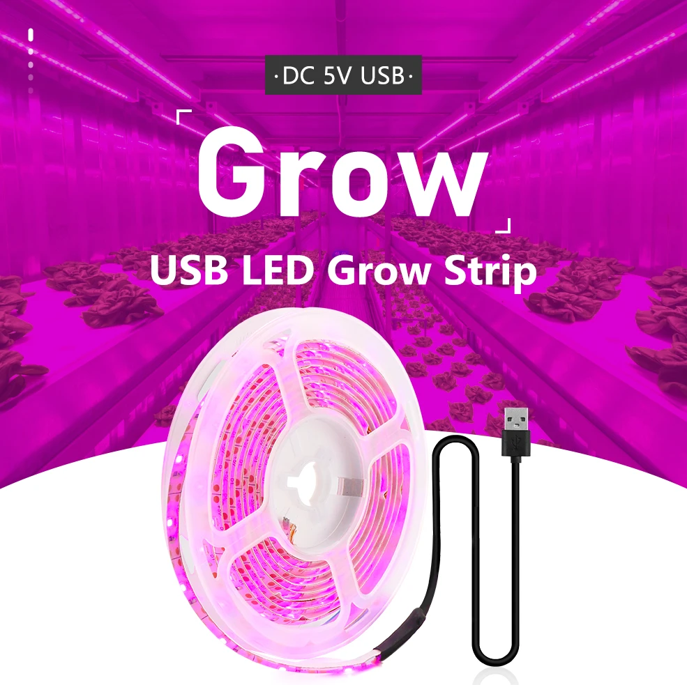 Volle Geführte spektrum Wachsen Licht USB Wachsen Licht Streifen 0,5 m 1m 2m 3m 4m 5m 2835 SMD LED Phyto Band für Samen Pflanze Blume Gewächshaus – Detail 1