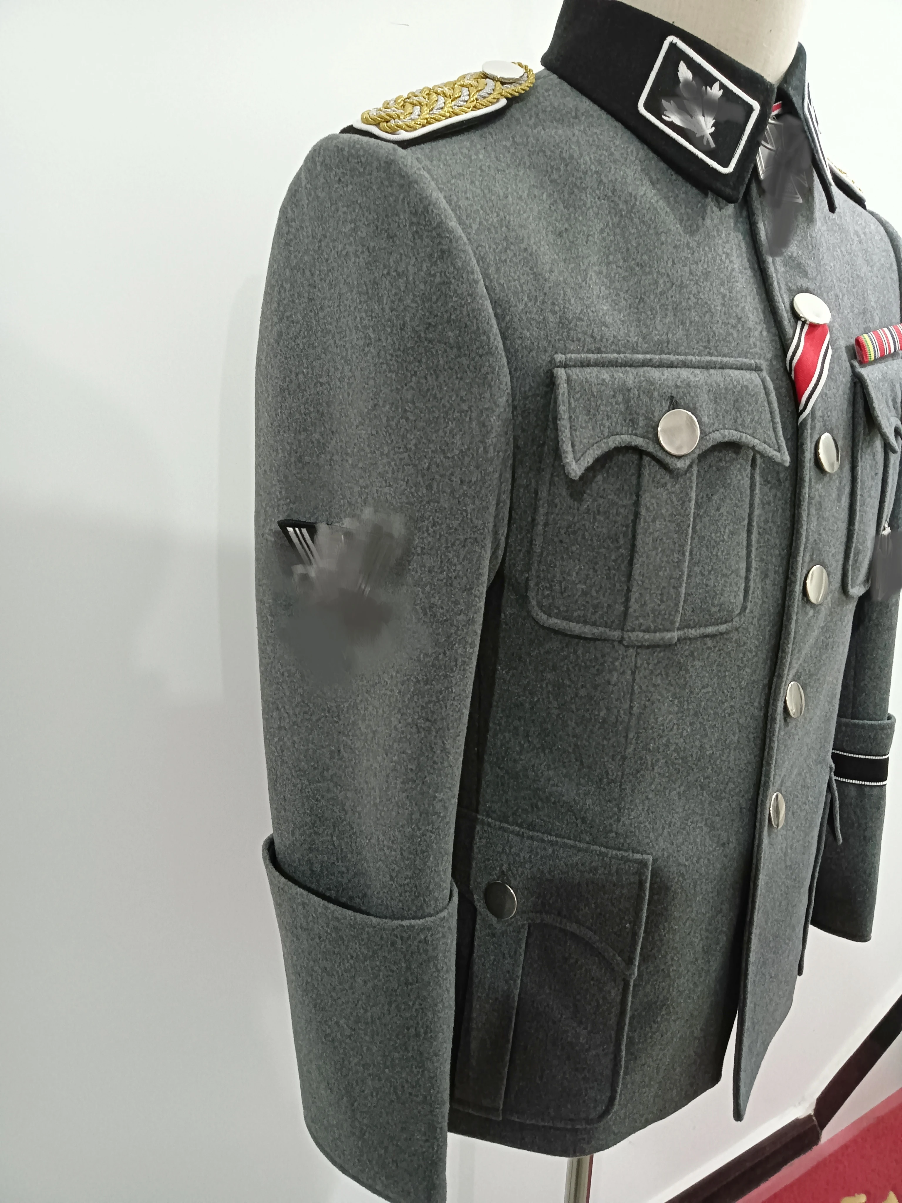 Conjunto de uniforme gris campo M36 de mariscal y oficial de campo alemán (incluidos accesorios), regalo hecho a medida de lana de alta calidad