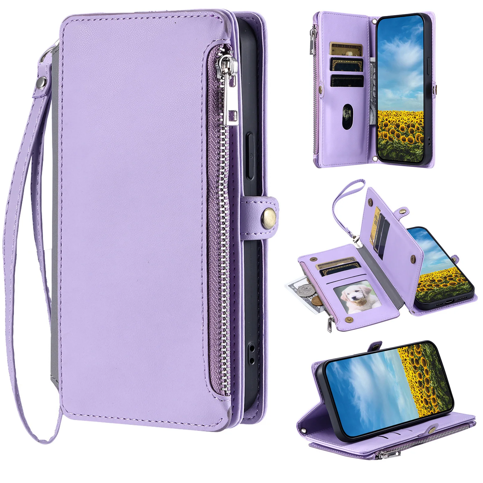 

Crossbody Zipper Wallet Case for Xiaomi POCO M6 M5 M4 M3 X5 X4 X3 F6 F5 F4 F3 Multi 8 Card Slot Leather Lanyard Flip Phone Cover