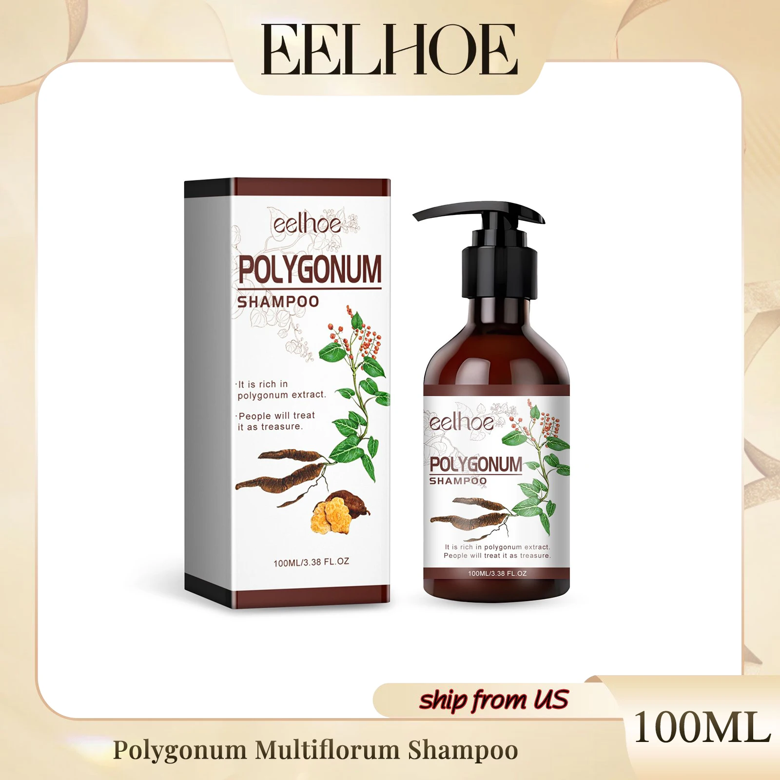 Eelhoe Polygonum Multiflorum Shampoo Voedende En Beschermende Haarreinigingsolie Controle Voedende Wortels Haarverzorgingsshampoo