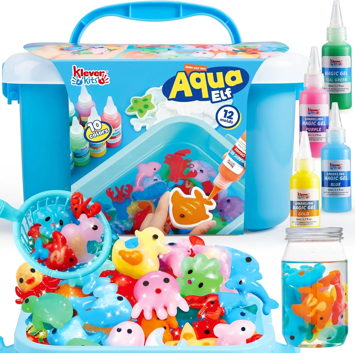 Joyfy kit de gel de água fada mágica kit de brinquedo de gel de água com 10 géis garrafa de preservação para crianças presentes festa favores presentes de aniversário