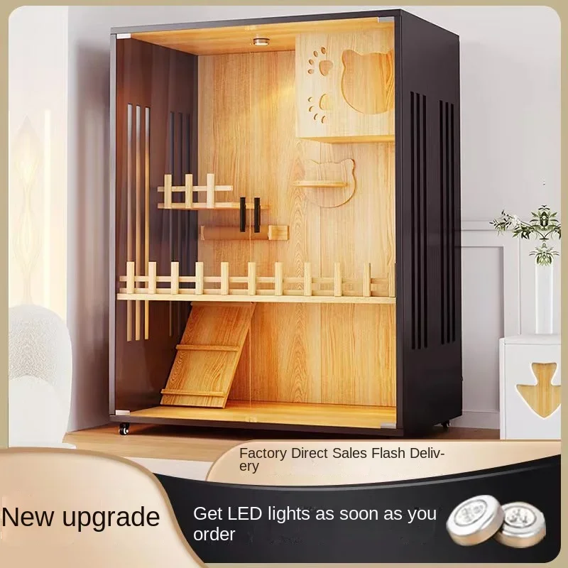 Cat Villa Home Indoor Nest House Super Large Free Space  Cabinet  Room Luxury Solid Wood  Cage