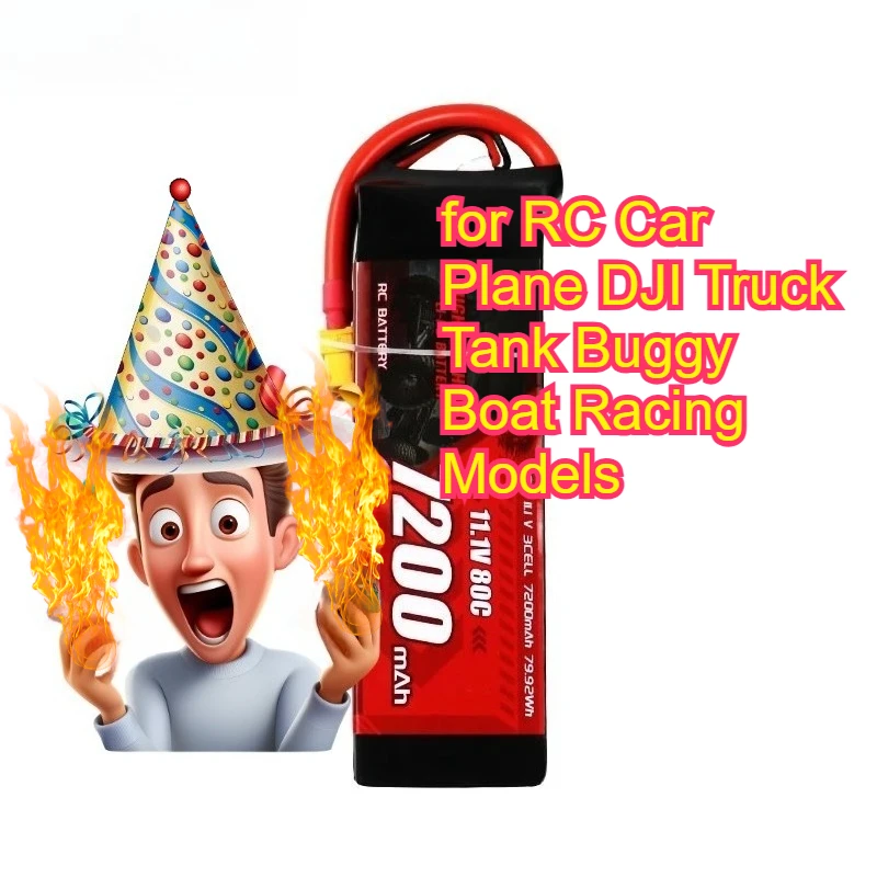 

7200mah 11.1V 3S 80C High-Performance Toy Drone Battery for RC Car Plane DJI Truck Tank Buggy Boat Racing Models