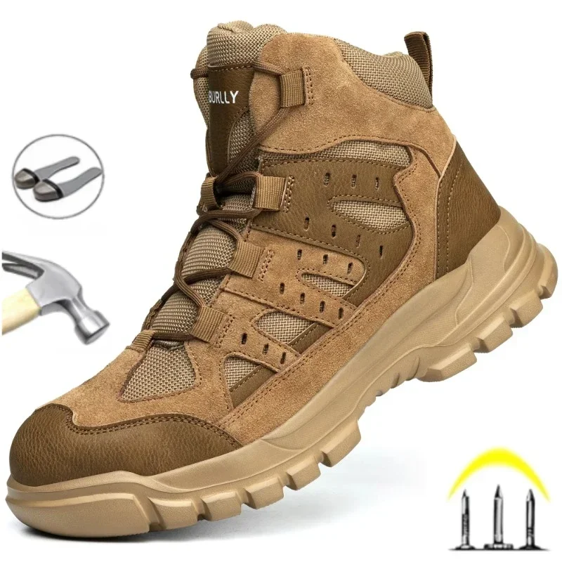 

Fashion 2025 Men Safety Botas Men Work Safety Shoes Anti-puncture Steel Toe Cap Non Slip Work Sneakers Male Indestructible Boots