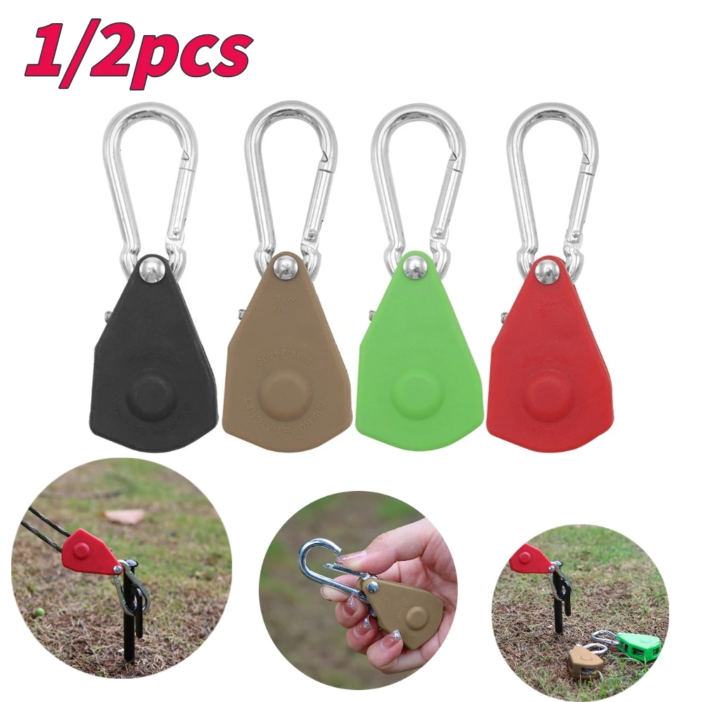 1/2pcs Rope Buckle Tightener Heavy Duty Pulley Ratchet Hanger Windproof Cord Adjuster Fastener for Awning Canopy Accessories