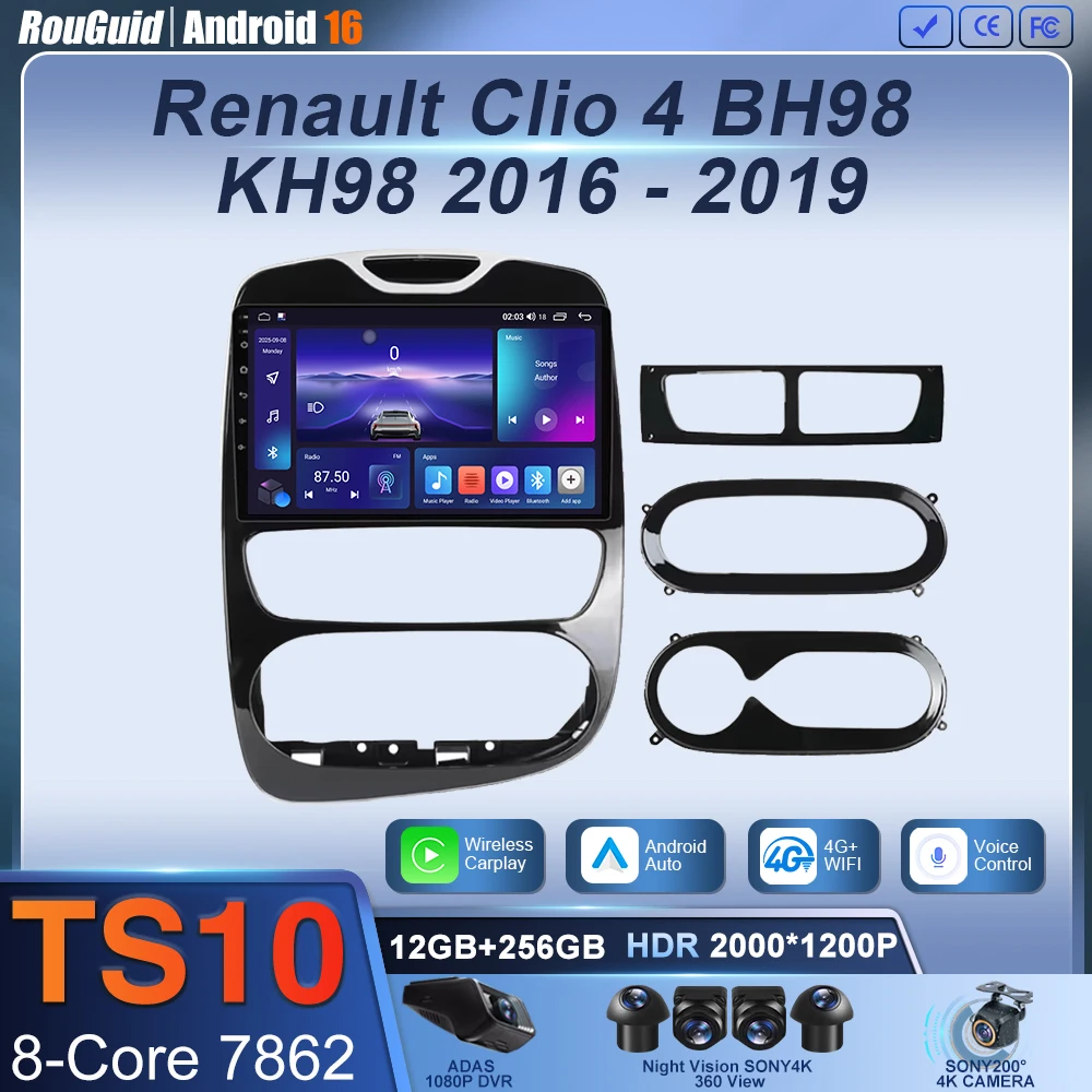 Carplay Car Radio Stereo For Renault Clio 4 BH98 KH98 2016 - 2019 Auto Multimidia Video Player GPS QLED Screen NO 2din Head Unit