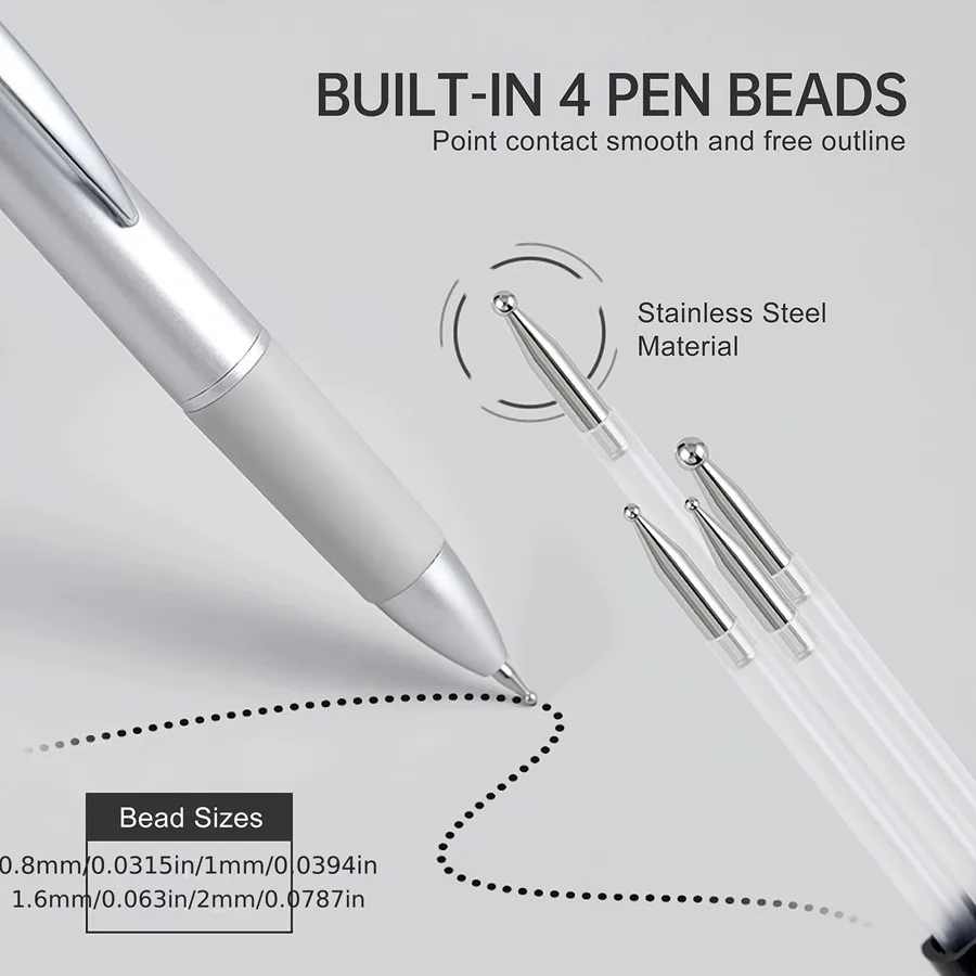 Professional 5-in-1 Nail Point Pen Multiple Size Nail Painting Manicure Tool Accessories Rhinestone Picker Nail Art Dotting Pen