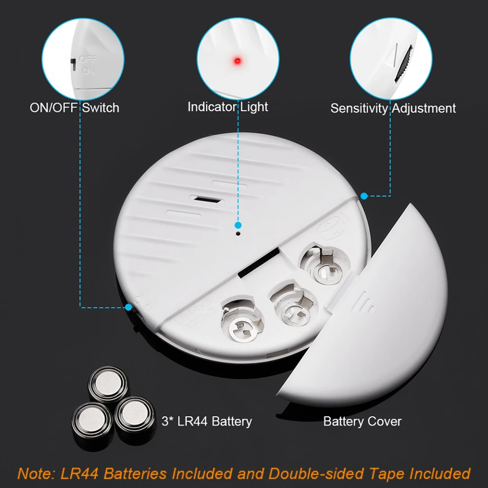 Door And Window Alarm Home Hotel Device Vending Machine Anti-Theft Alarm Ultra-Thin 125dB Vibration Sensing Alarm