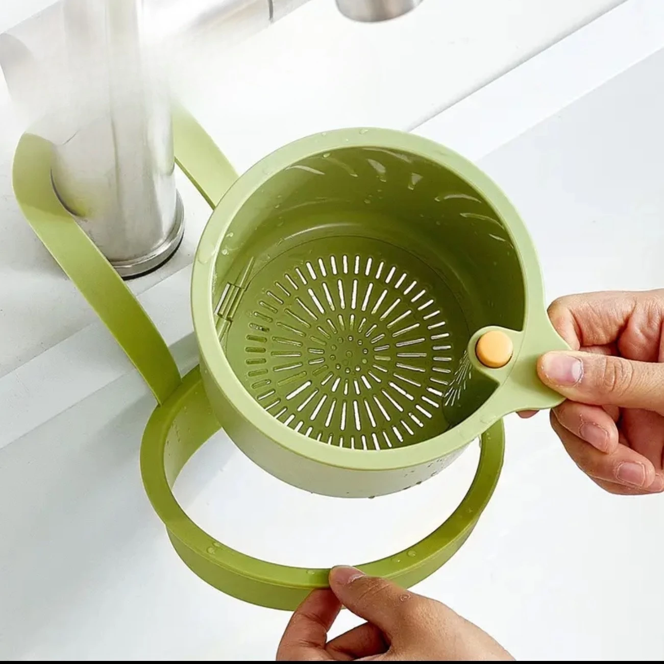 1pc Self-Cleaning Push-Type Sink Strainer Basket - Automatic Food Waste Drain Basket with Removable Bottom, Easy Installation