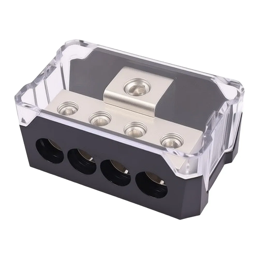 2pcs For Car Audio 4 Way Power Distribution Block 12 48V Rated Zinc Alloy Construction Input 0 2 4 AWG Output 4 8 10 AWG