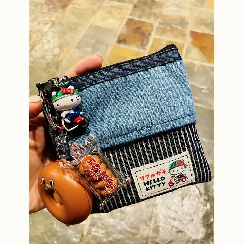 Retro Hellos Kittys Coin Bag Kawaii Denim Storagebag Anime Lipstick Headphone Bag Portable Versatile Storage Bags Girls Gift