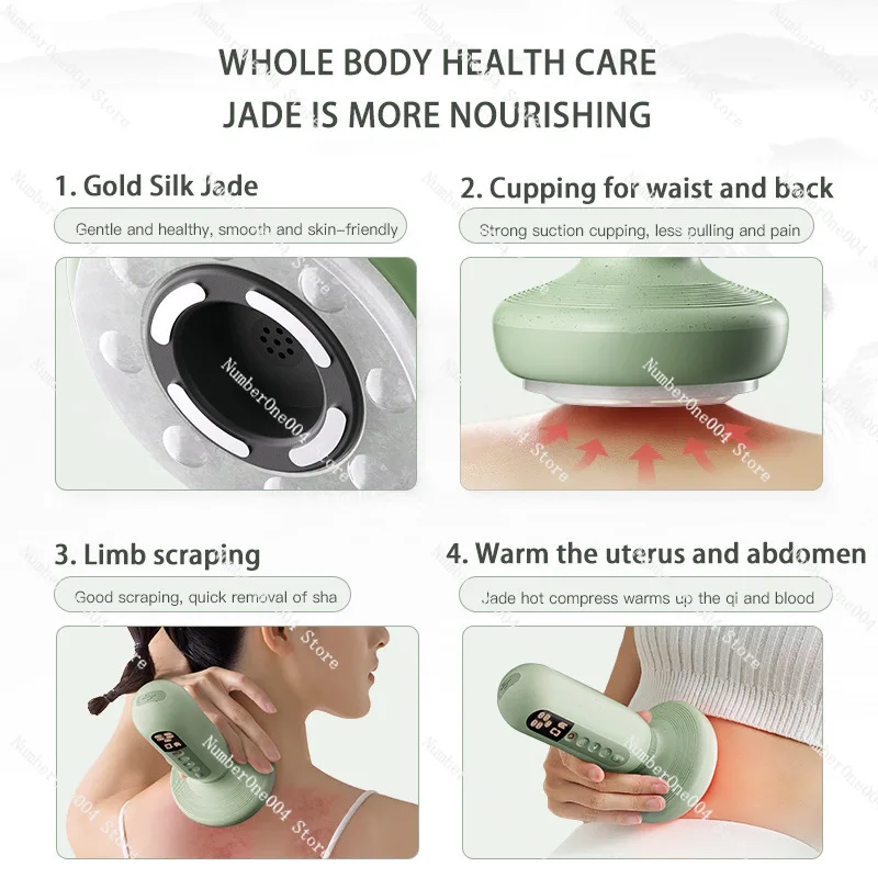 Home Use Jade Large Bread Electric Cupping Device Portable Scraping Cupping Massage EMS Multifunctional Massager