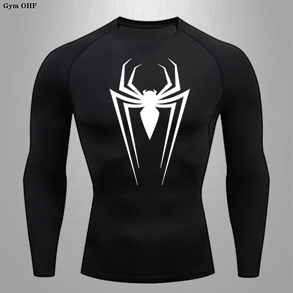 Spider Men's Quick Drying T-shirt Long Sleeved Training Clothes Compression Fitness Jujitsu Workout Gym Training Basketball Top