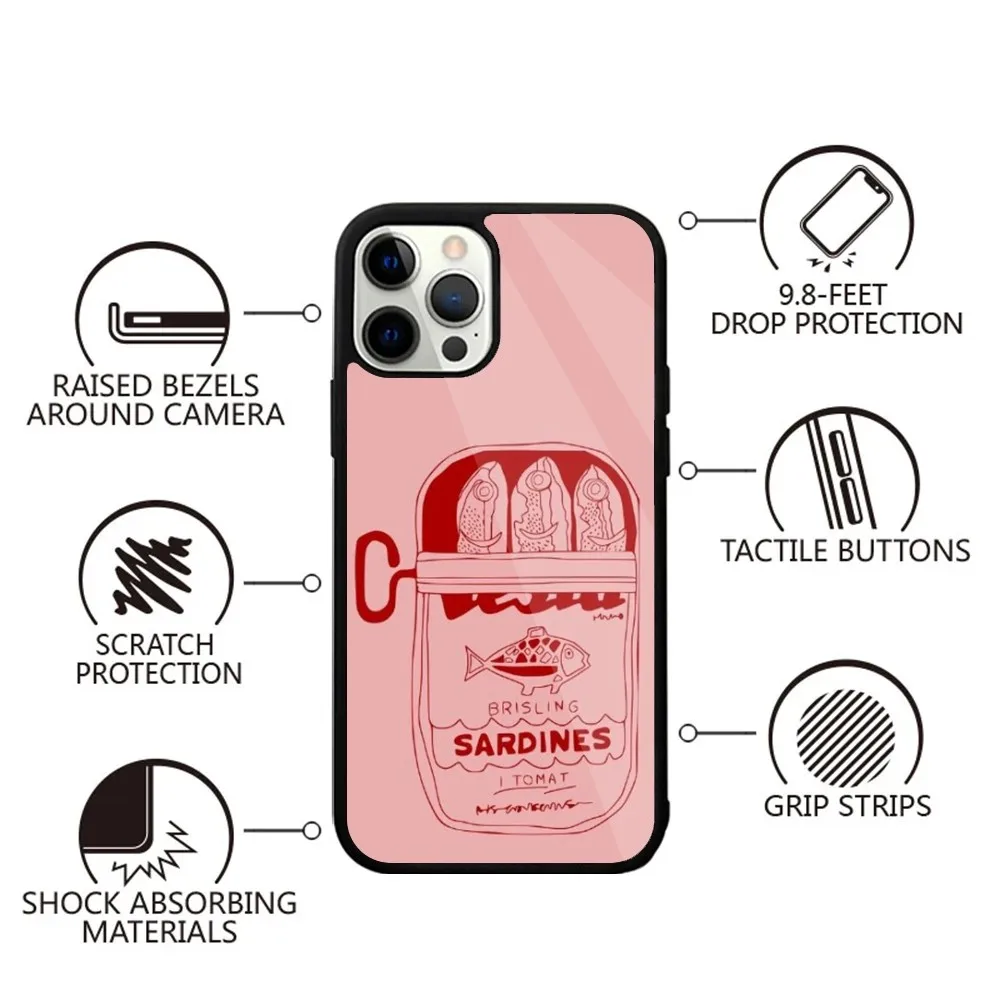 Sardines Art  Phone Case For iPhone 15,14,13,12,11,Plus,Pro,Max Mini Magsafe Magnetic Wireless Charging