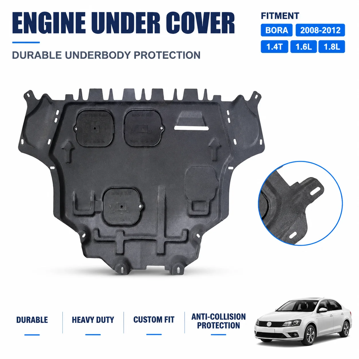 For 2008-2012 Engine Guard For Volkswagen BORA Underbody Protection Anti Collision Design Custom Fit Heavy Duty Daily Driving