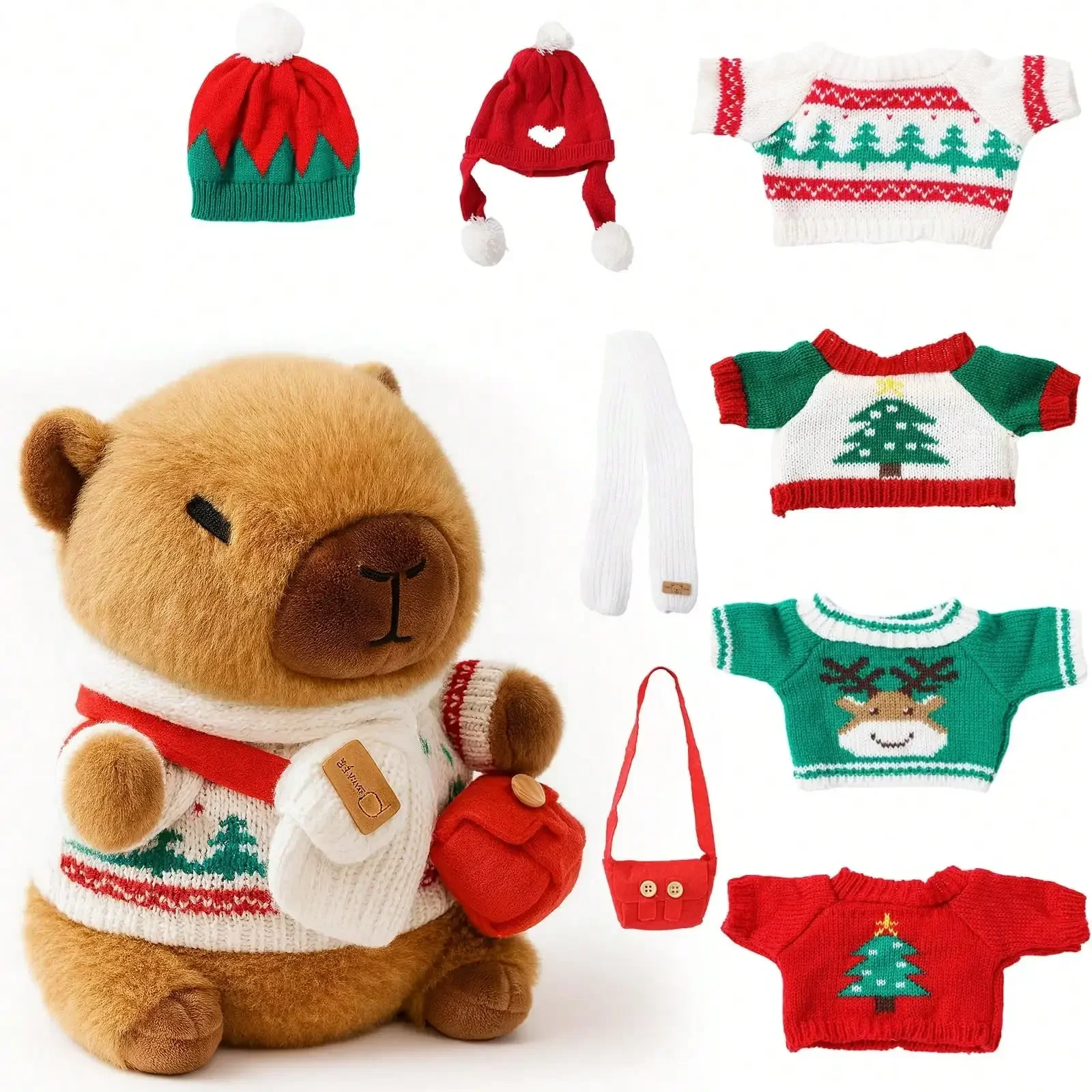 Dress Up Stuffed Animals Toy,Capybara Plush With 8PCS Accessories,Cute Capibara Peluches With Clothes, Back To School Gifts For Students, Prizes For Kids Classroom, Carnival Prizes Gifts