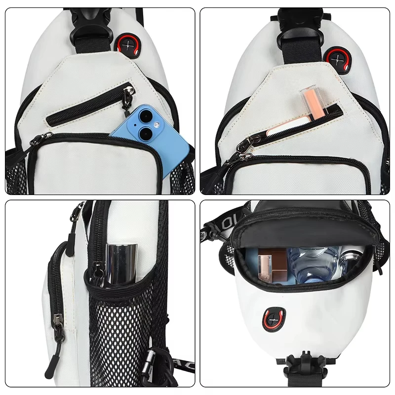 Bolsa de Peito Casual com Múltiplos Bolsos, Bolsa Transversal de Moda para Homens e Mulheres, Mochila Impermeável para Viagens Diárias