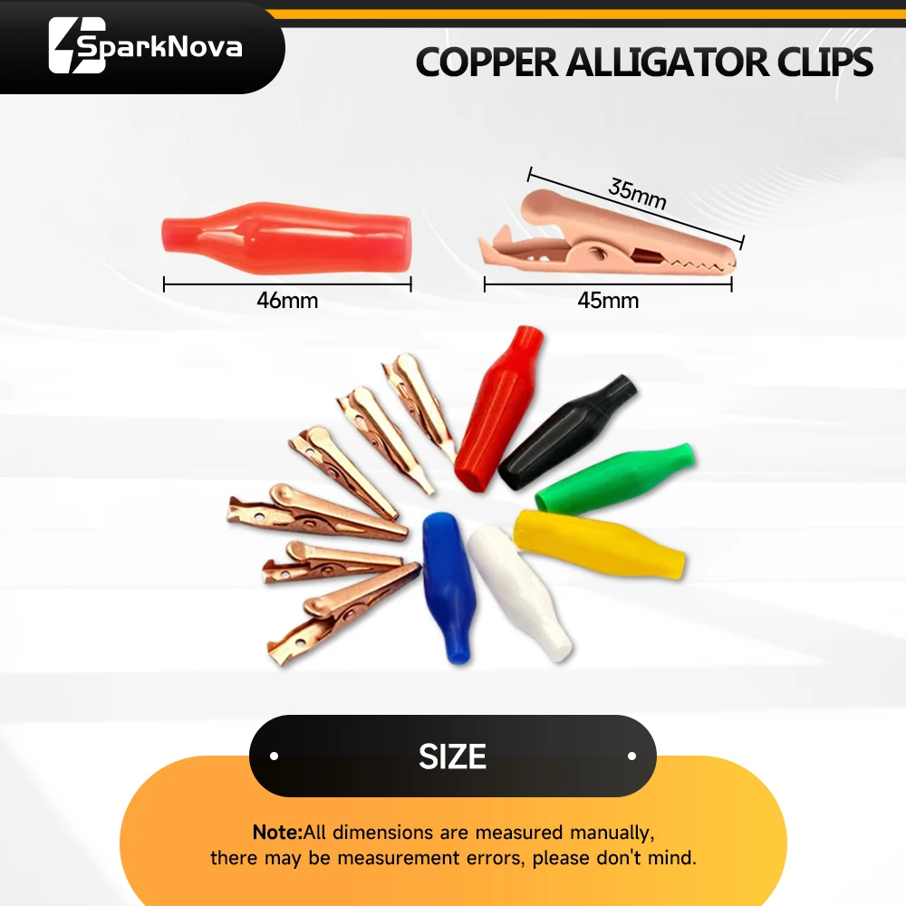 Copper Alligator Clips 45MM Black Red Blue Black Yellow Soft Plastic Coated Testing Probe Mini Crocodile Type Clips