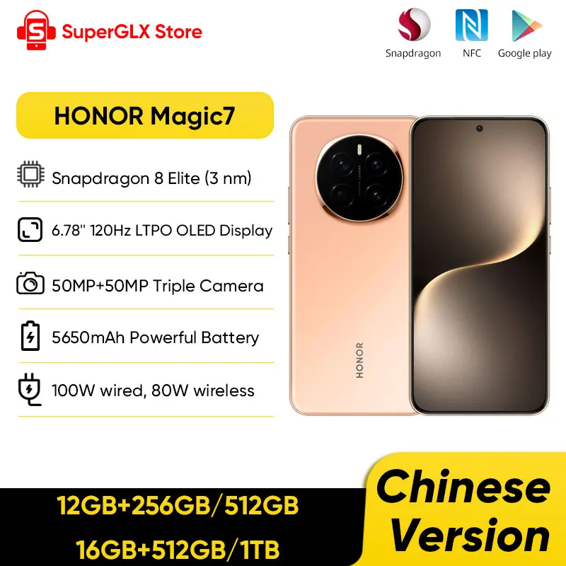 2024 versi CN baru HONOR Magic7 Snapdragon 8 Elite 6.78 "120Hz layar OLED 50MP kamera tiga 100W pengisian daya Super cepat IP69