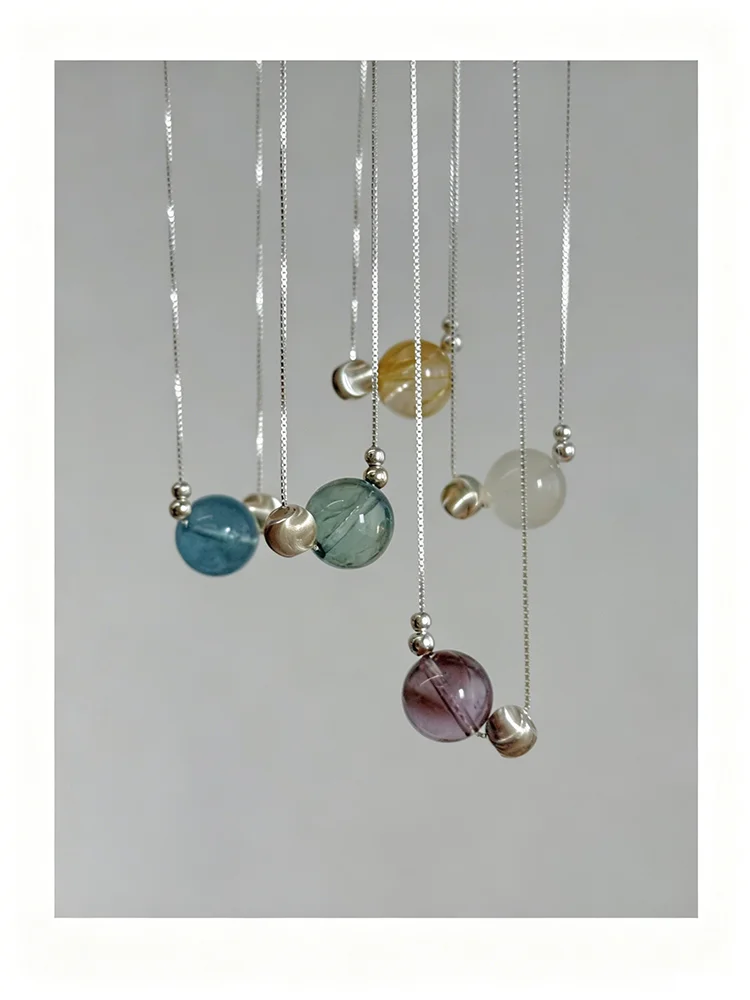 Silberfarbene Halskette mit einzelnem runden künstlichen Imitationskristall-Anhänger für Damen und Herren, Box-Kette, zierlicher Choker, Schmuck, Geschenk – Detail 3